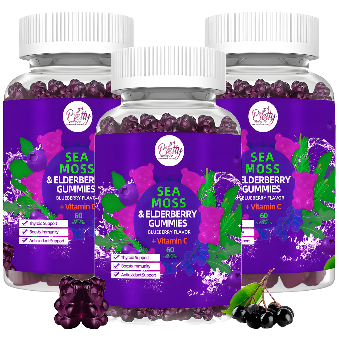 Pretty Healthy Sea Moss & Elderberry Gummies 3 Month Supply