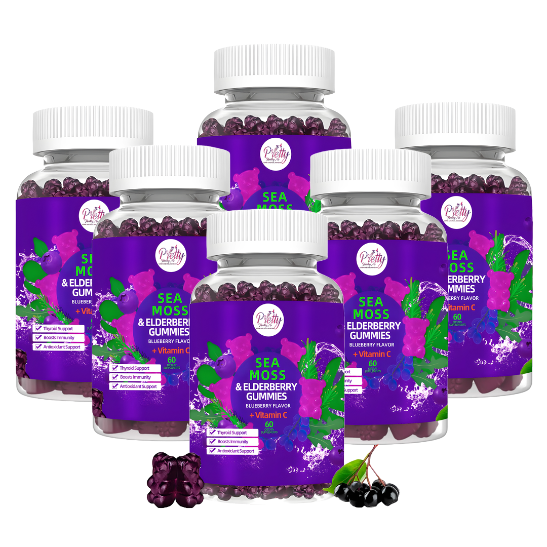 Pretty Healthy Sea Moss & Elderberry Gummies 6 Month Supply