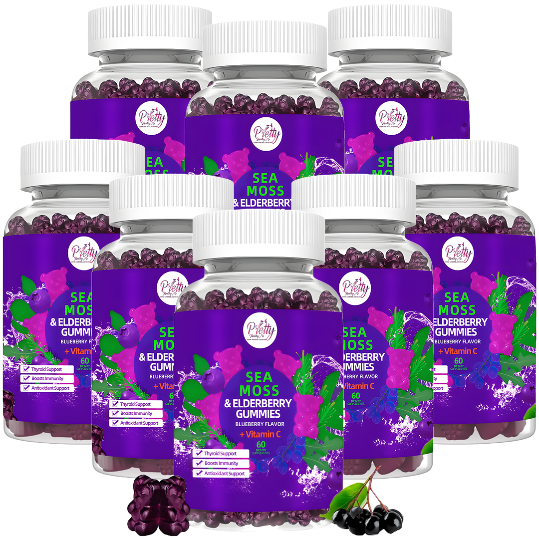 Pretty Healthy Sea Moss & Elderberry Gummies 8 Month Supply