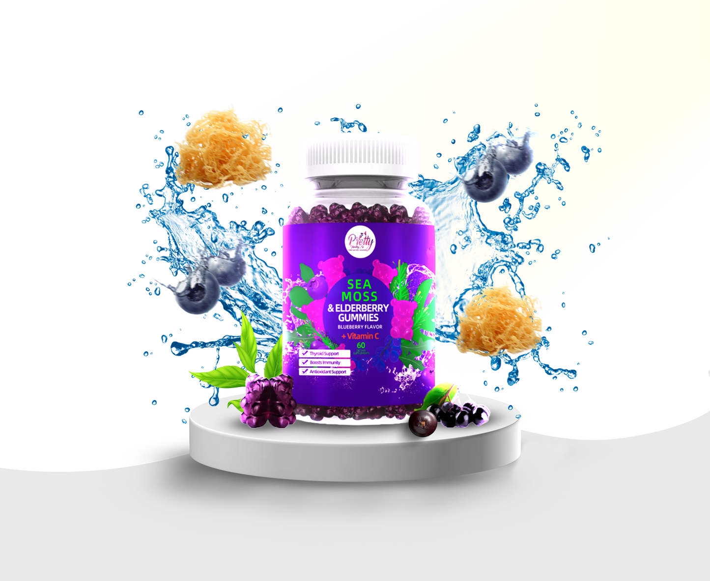 Pretty Healthy Sea Moss & Elderberry Gummies 8 Month Supply